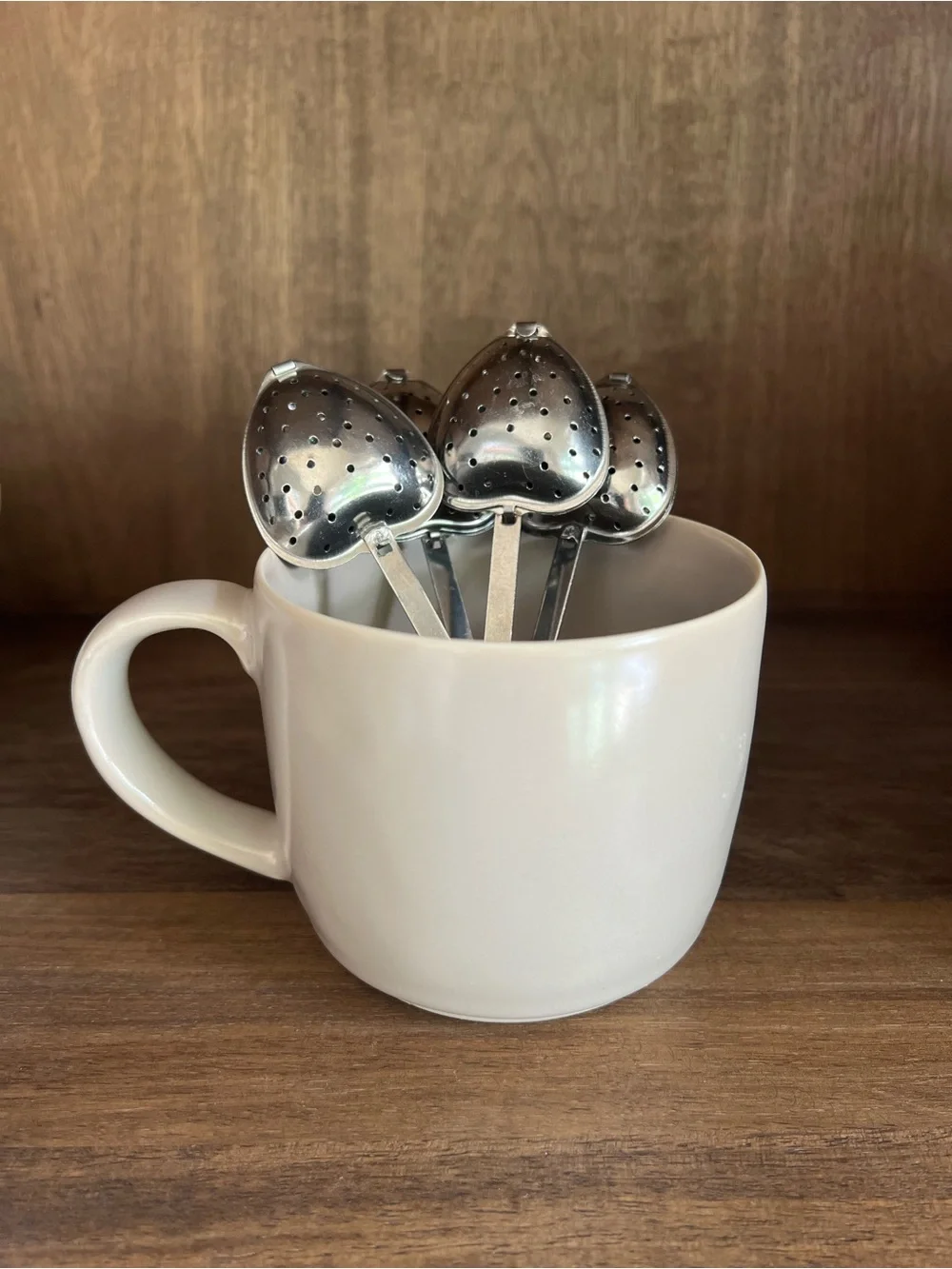 Set of 4 Vintage-Style Heart Shaped Tea Infuser Spoons Stainless Steel Strainer
